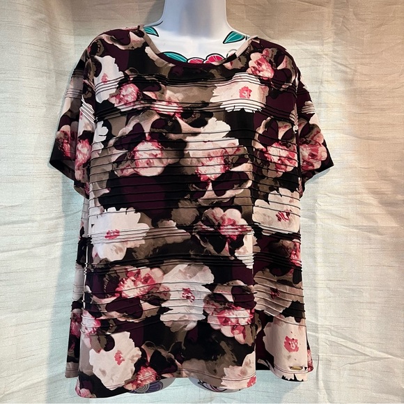 Calvin Klein Tops - Calvin Klein Purple Beige Floral Top